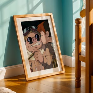 Porco Rosso (1992), póster ukiyo-e de Studio Ghibli, láminas de anime, láminas de películas retro vintage imagen 2
