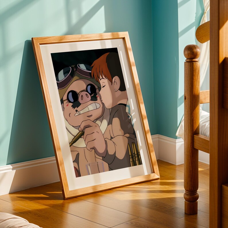 Porco Rosso (1992), póster ukiyo-e de Studio Ghibli, láminas de anime, láminas de películas retro vintage imagen 2