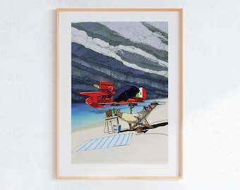 Porco Rosso (1992), Studio Ghibli Ukiyo-e-affisch, Anime-konsttryck, Vintage Retro-filmtryck