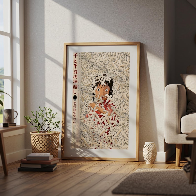 千と千尋の神隠し（2001年）、スタジオジブリの浮世絵ポスター、アニメアートプリント、ヴィンテージレトロ映画プリント 画像 4