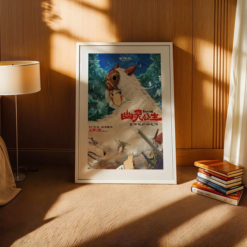 Princess Mononoke (1997), Studio Ghibli Ukiyo-e Poster, Anime Art Prints, Vintage Retro Movie Print image 3
