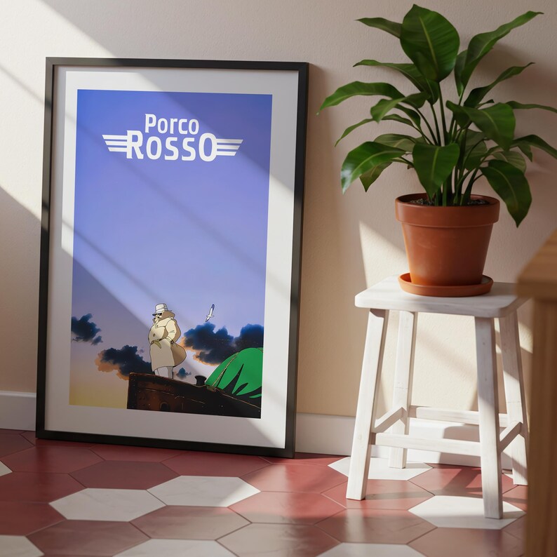 Porco Rosso (1992), Studio Ghibli Ukiyo-e Poster, Anime Art Prints, Vintage Retro Movie Print image 7