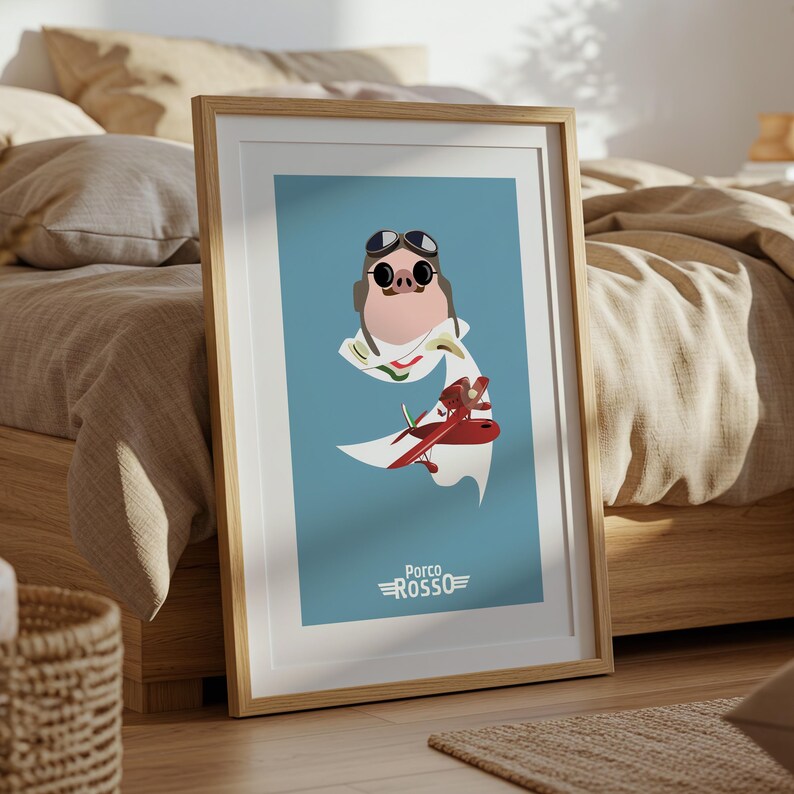 Porco Rosso (1992), Studio Ghibli Ukiyo-e Poster, Anime Art Prints, Vintage Retro Movie Print image 5