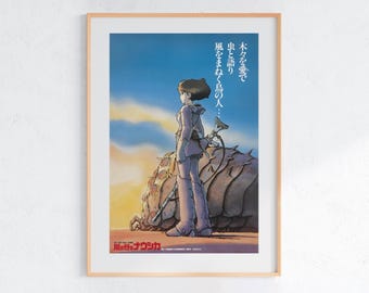 Nausicaä della valle del vento (1984), poster Ukiyo-e dello Studio Ghibli, stampe artistiche di anime, stampa di film retrò vintage