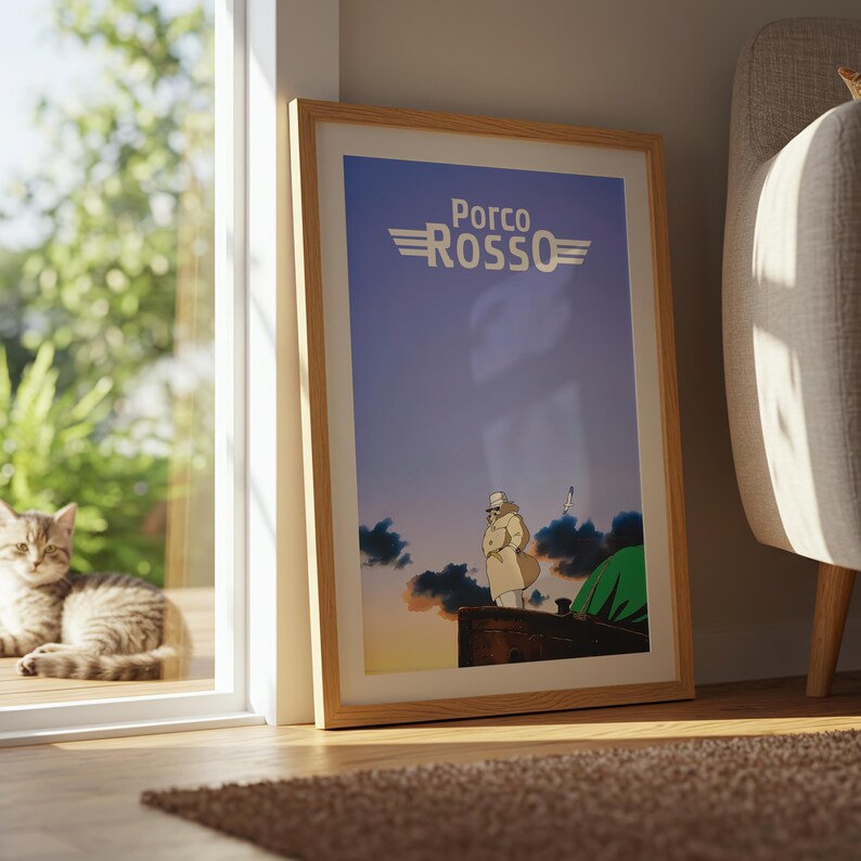 Porco Rosso (1992), Studio Ghibli Ukiyo-e Poster, Anime Art Prints, Vintage Retro Movie Print image 8