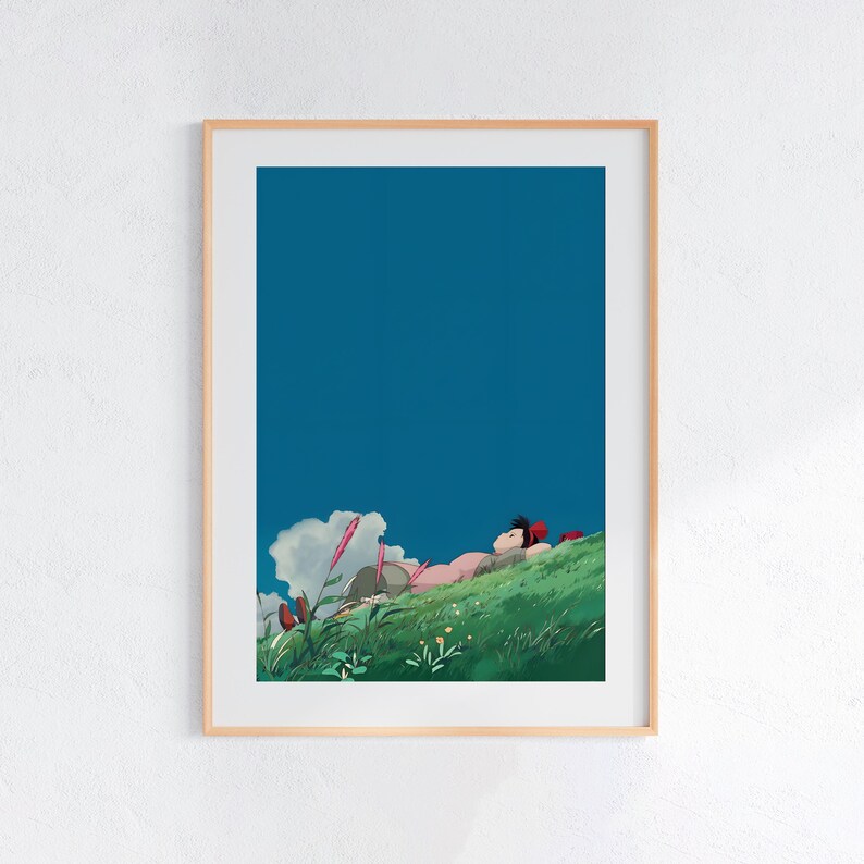 Kiki, la aprendiz de bruja (1989), póster ukiyo-e de Studio Ghibli, láminas de arte anime, lámina de película retro vintage imagen 1