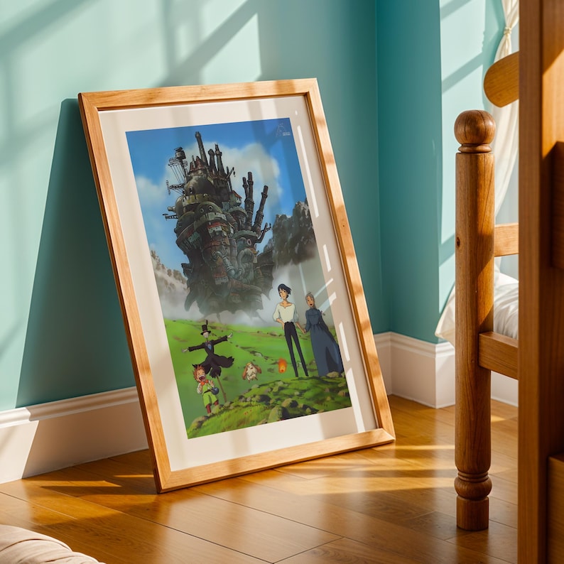 Howl’s Moving Castle (2004), Studio Ghibli Ukiyo-e Poster, Anime Art Prints, Vintage Retro Movie Print image 2
