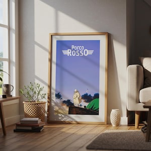 Porco Rosso (1992), Studio Ghibli Ukiyo-e Poster, Anime Art Prints, Vintage Retro Movie Print image 4