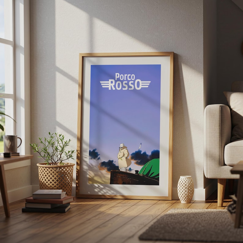 Porco Rosso (1992), Studio Ghibli Ukiyo-e Poster, Anime Art Prints, Vintage Retro Movie Print image 4