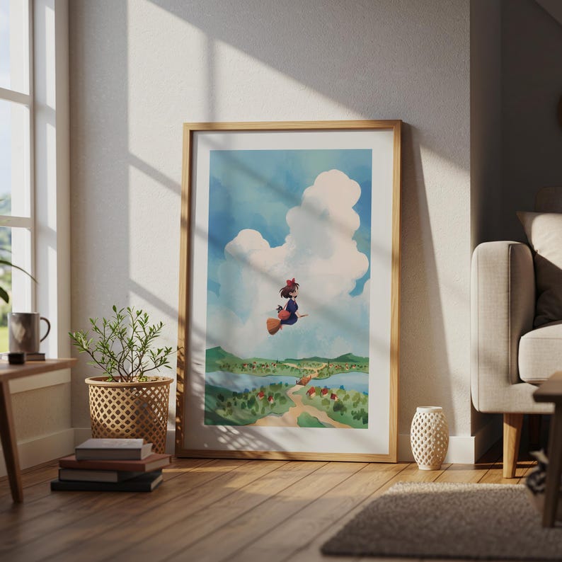 Kiki's Delivery Service, Studio Ghibli Ukiyo-e Poster, Anime Art Prints, Vintage Retro Movie Print image 4