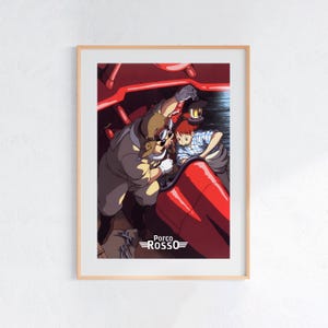 Porco Rosso (1992), Studio Ghibli Ukiyo-e Poster, Anime Art Prints, Vintage Retro Movie Print image 1
