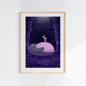 My Neighbor Totoro, Studio Ghibli Ukiyo-e Poster, Anime Art Prints, Vintage Retro Movie Print image 1