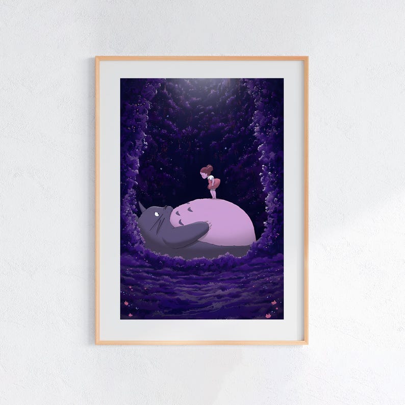 My Neighbor Totoro, Studio Ghibli Ukiyo-e Poster, Anime Art Prints, Vintage Retro Movie Print image 1