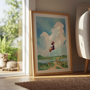 Kiki's Delivery Service, Studio Ghibli Ukiyo-e Poster, Anime Art Prints, Vintage Retro Movie Print image 8