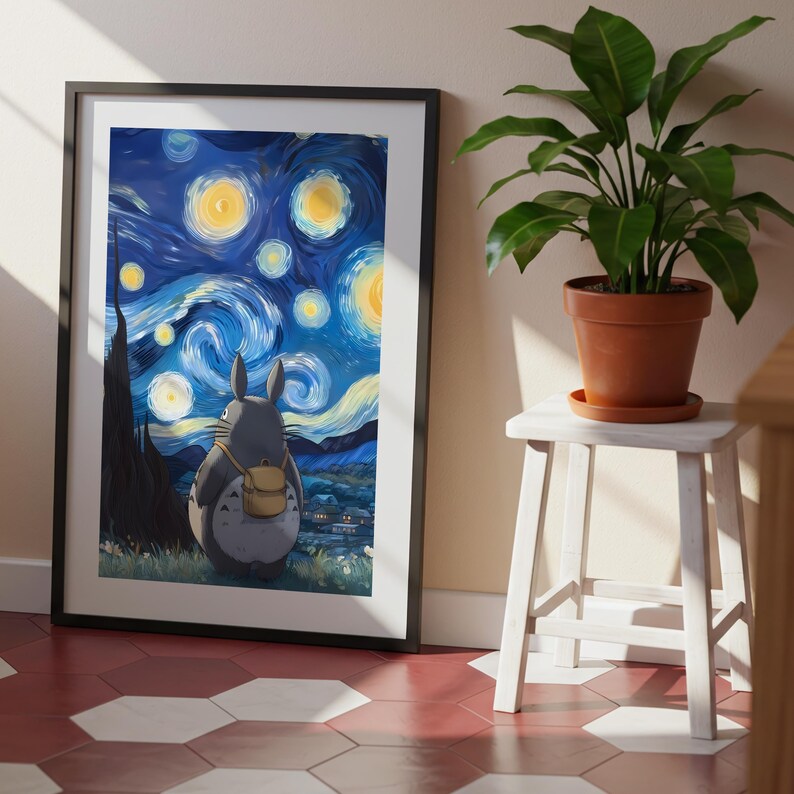 Mi vecino Totoro, póster ukiyo-e de Studio Ghibli, impresiones de arte de anime, impresión de película retro vintage imagen 7