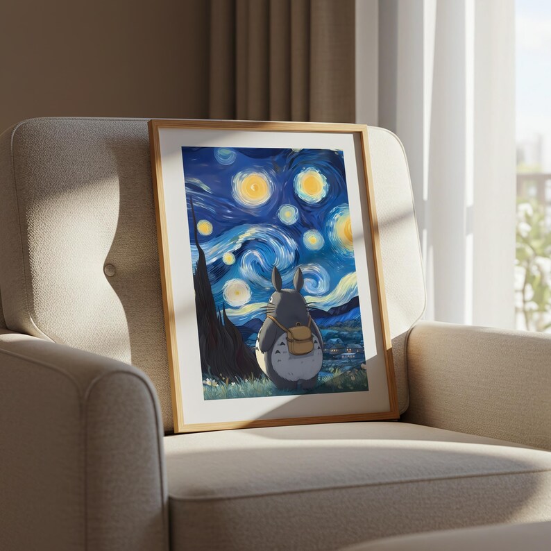 Mi vecino Totoro, póster ukiyo-e de Studio Ghibli, impresiones de arte de anime, impresión de película retro vintage imagen 6