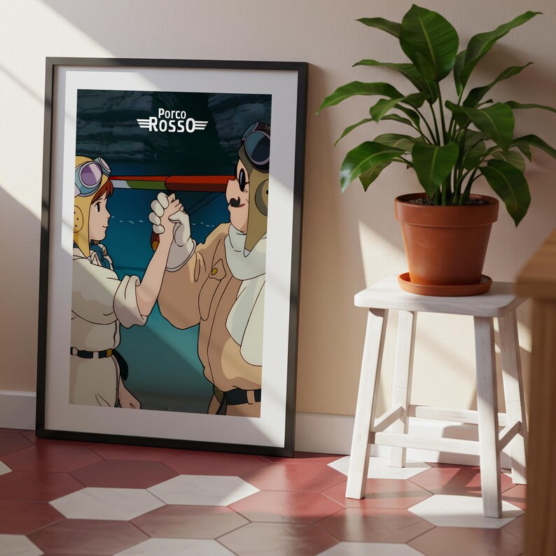 Porco Rosso (1992), Studio Ghibli Ukiyo-e Poster, Anime Art Prints, Vintage Retro Movie Print image 7