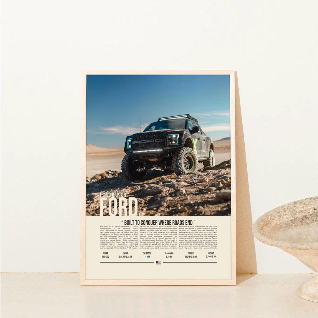 Ford Rapter Poster Ford F-150 Raptor Poster | Sports Car Wall Art | Modern Car Print ...