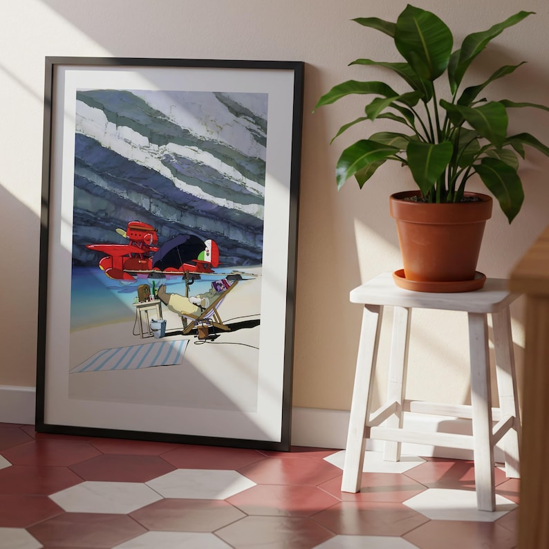 Porco Rosso (1992), Studio Ghibli Ukiyo-e Poster, Anime Art Prints, Vintage Retro Movie Print image 7