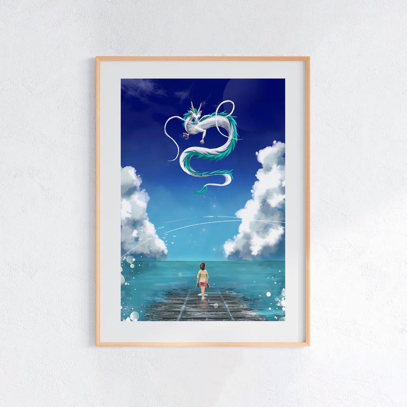 Spirited Away (2001), Studio Ghibli Ukiyo-e Poster, Anime Art Prints, Vintage Retro Movie Print image 1
