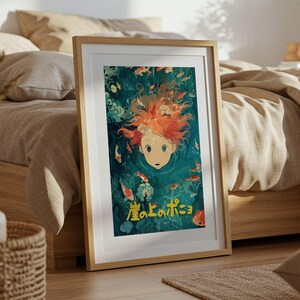 Ponyo (2008), affiche du Studio Ghibli Ukiyo-e, estampes d'art anime, impression de film rétro vintage image 5