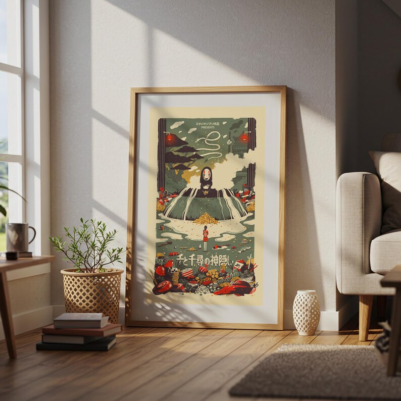 Spirited Away (2001), Studio Ghibli Ukiyo-e Poster, Anime Art Prints, Vintage Retro Movie Print image 4