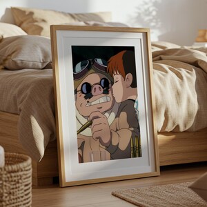 Porco Rosso (1992), póster ukiyo-e de Studio Ghibli, láminas de anime, láminas de películas retro vintage imagen 5