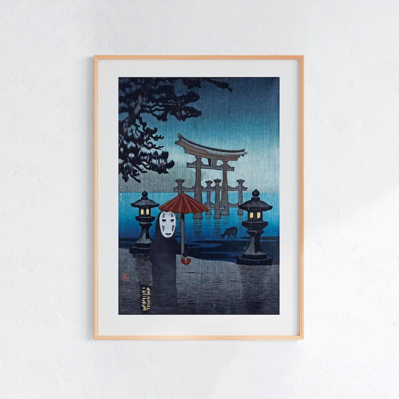 Spirited Away (2001), Studio Ghibli Ukiyo-e Poster, Anime Art Prints, Vintage Retro Movie Print image 1
