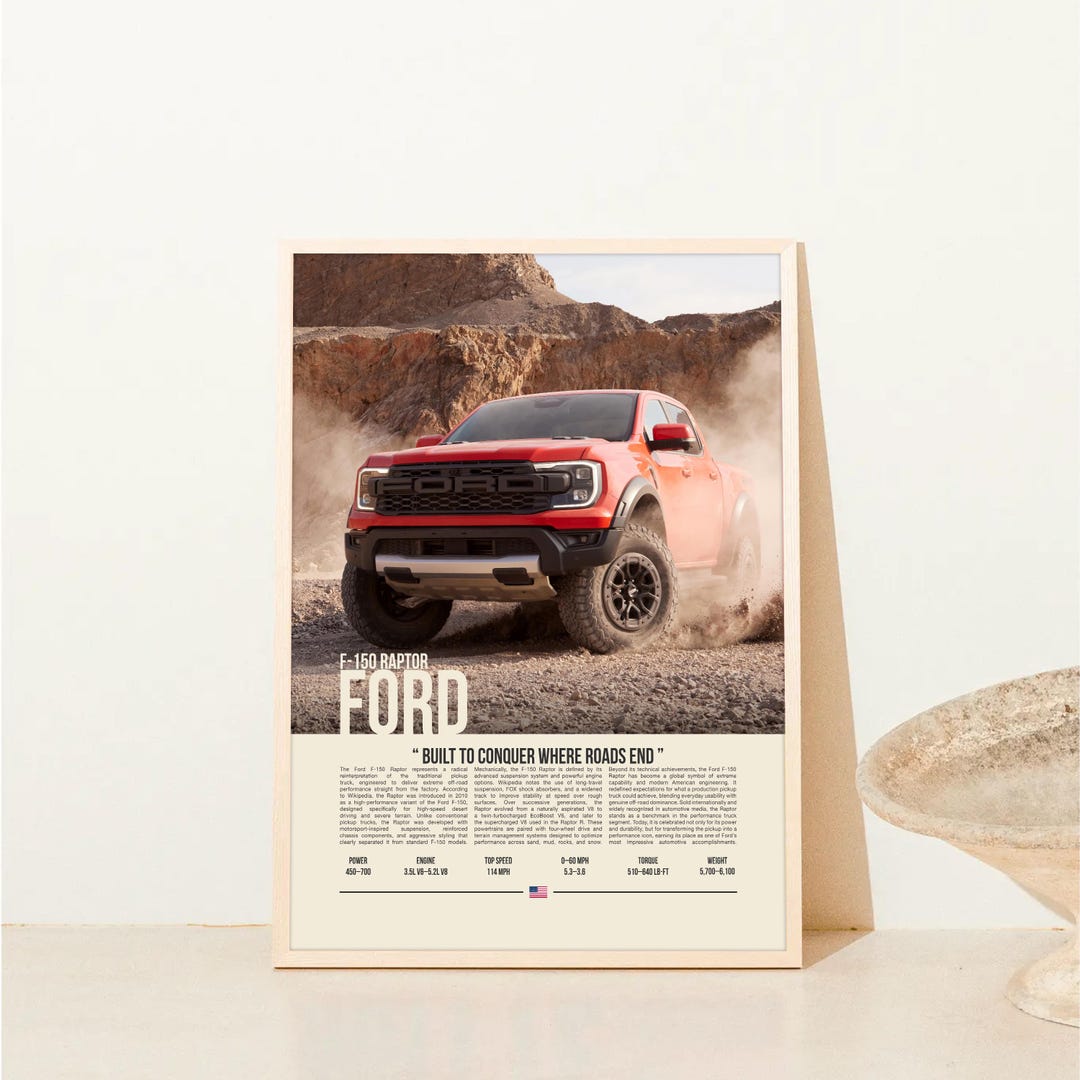 Ford Rapter Poster Ford F-150 Raptor Poster | Sports Car Wall Art | Modern Car Print ...