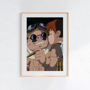 Porco Rosso (1992), póster ukiyo-e de Studio Ghibli, láminas de anime, láminas de películas retro vintage imagen 1