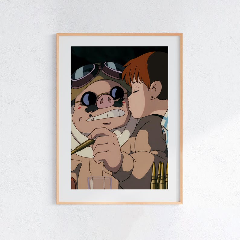 Porco Rosso (1992), póster ukiyo-e de Studio Ghibli, láminas de anime, láminas de películas retro vintage imagen 1