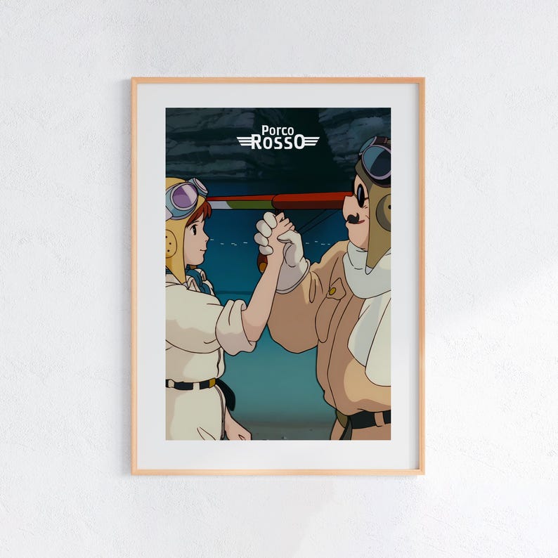 Porco Rosso (1992), Studio Ghibli Ukiyo-e Poster, Anime Art Prints, Vintage Retro Movie Print image 1