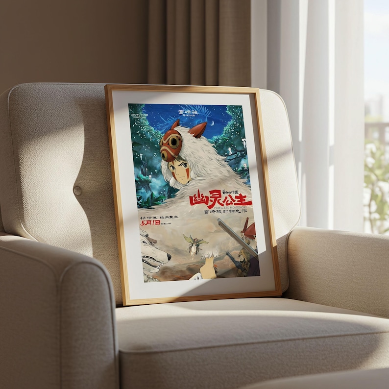 Princess Mononoke (1997), Studio Ghibli Ukiyo-e Poster, Anime Art Prints, Vintage Retro Movie Print image 6
