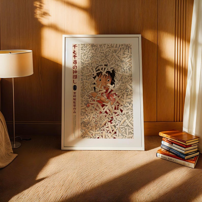 千と千尋の神隠し（2001年）、スタジオジブリの浮世絵ポスター、アニメアートプリント、ヴィンテージレトロ映画プリント 画像 3