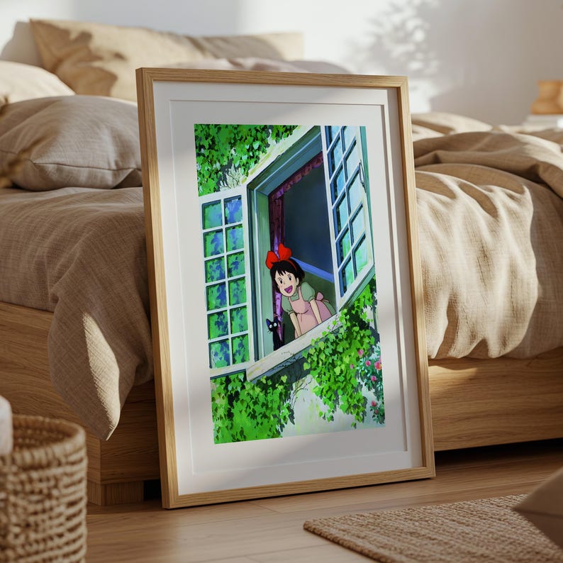 Kiki's Delivery Service , Studio Ghibli Ukiyo-e Poster, Anime Art Prints, Vintage Retro Movie Print image 5