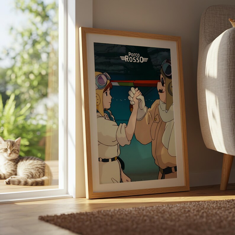 Porco Rosso (1992), Studio Ghibli Ukiyo-e Poster, Anime Art Prints, Vintage Retro Movie Print image 8