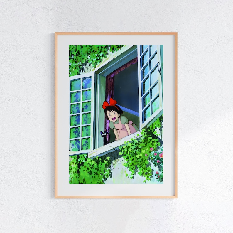 Kiki's Delivery Service , Studio Ghibli Ukiyo-e Poster, Anime Art Prints, Vintage Retro Movie Print image 1