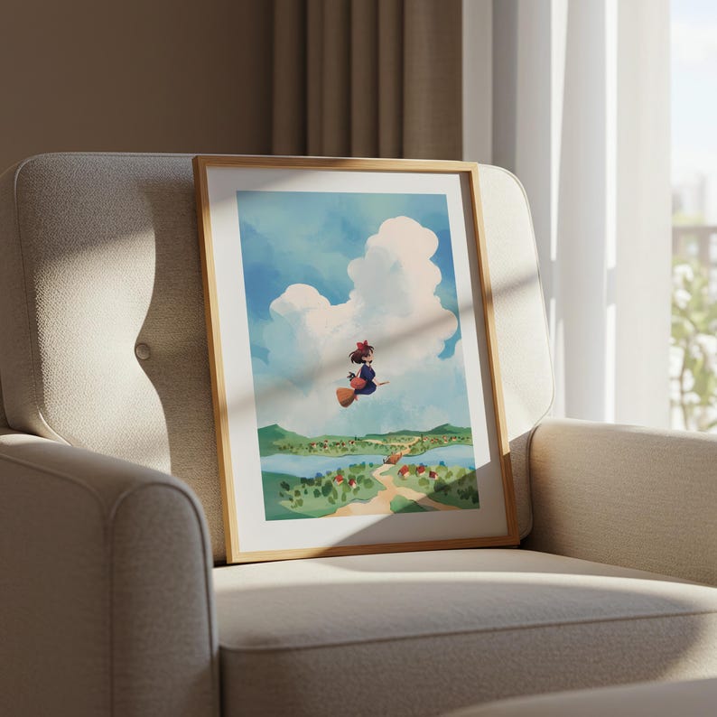 Kiki's Delivery Service, Studio Ghibli Ukiyo-e Poster, Anime Art Prints, Vintage Retro Movie Print image 6