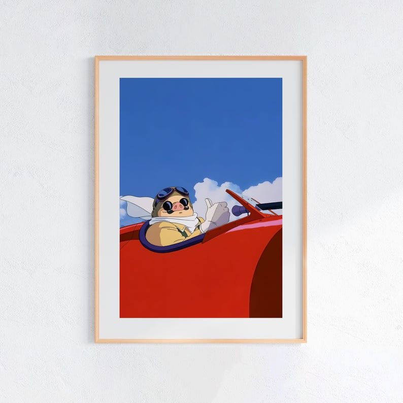 Porco Rosso (1992), Studio Ghibli Ukiyo-e Poster, Anime Art Prints, Vintage Retro Movie Print image 1