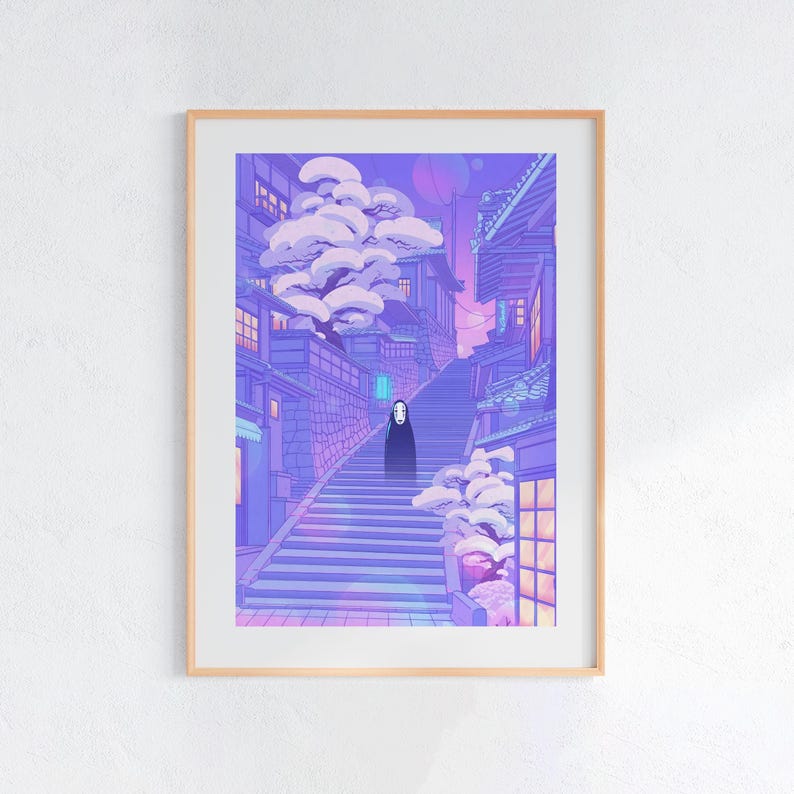 Spirited Away (2001), Studio Ghibli Ukiyo-e Poster, Anime Art Prints, Vintage Retro Movie Print image 1