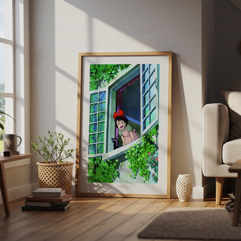 Kiki's Delivery Service , Studio Ghibli Ukiyo-e Poster, Anime Art Prints, Vintage Retro Movie Print image 4