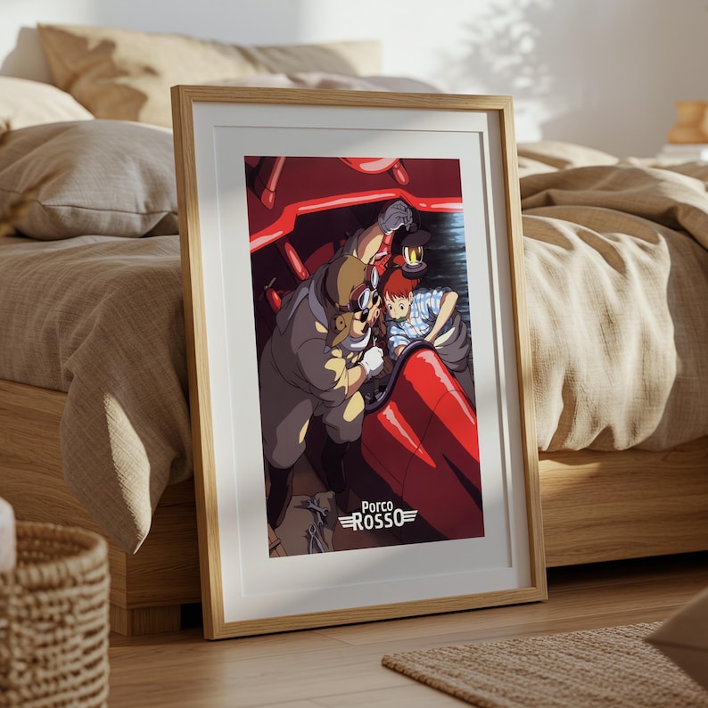 Porco Rosso (1992), Studio Ghibli Ukiyo-e Poster, Anime Art Prints, Vintage Retro Movie Print image 5