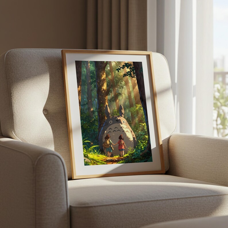 Mi vecino Totoro, póster ukiyo-e de Studio Ghibli, impresiones de arte de anime, impresión de película retro vintage imagen 6