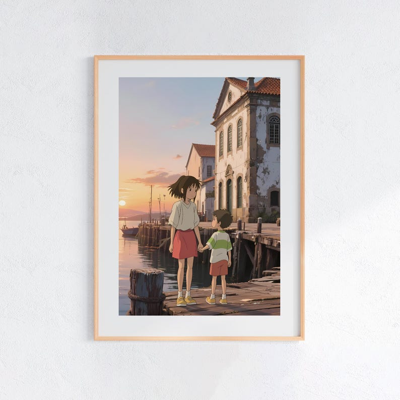 Spirited Away (2001), Studio Ghibli Ukiyo-e Poster, Anime Art Prints, Vintage Retro Movie Print image 1