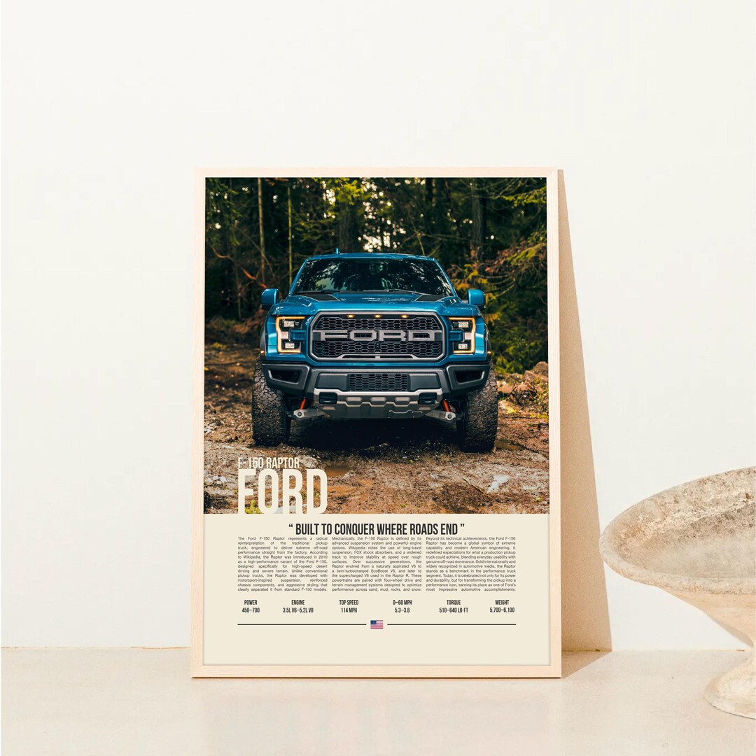 Ford Rapter Poster Ford F-150 Raptor Poster | Sports Car Wall Art | Modern Car Print ...