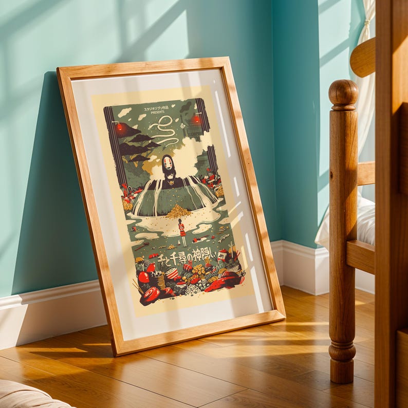 Spirited Away (2001), Studio Ghibli Ukiyo-e Poster, Anime Art Prints, Vintage Retro Movie Print image 2