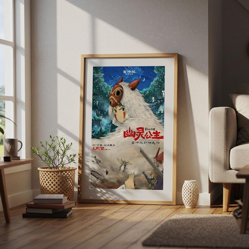 Princess Mononoke (1997), Studio Ghibli Ukiyo-e Poster, Anime Art Prints, Vintage Retro Movie Print image 4