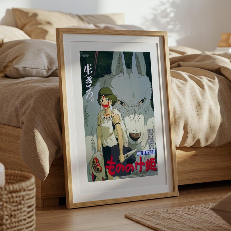 Princess Mononoke (1997), Studio Ghibli Ukiyo-e Poster, Anime Art Prints, Vintage Retro Movie Print image 5