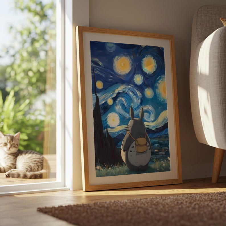 Mi vecino Totoro, póster ukiyo-e de Studio Ghibli, impresiones de arte de anime, impresión de película retro vintage imagen 8