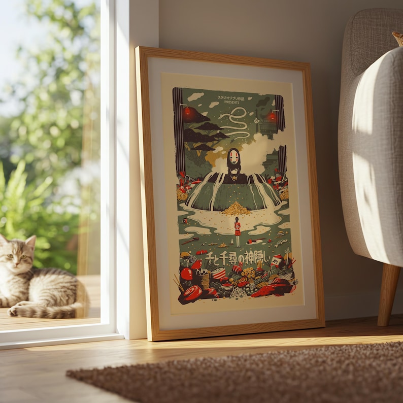 Spirited Away (2001), Studio Ghibli Ukiyo-e Poster, Anime Art Prints, Vintage Retro Movie Print image 8